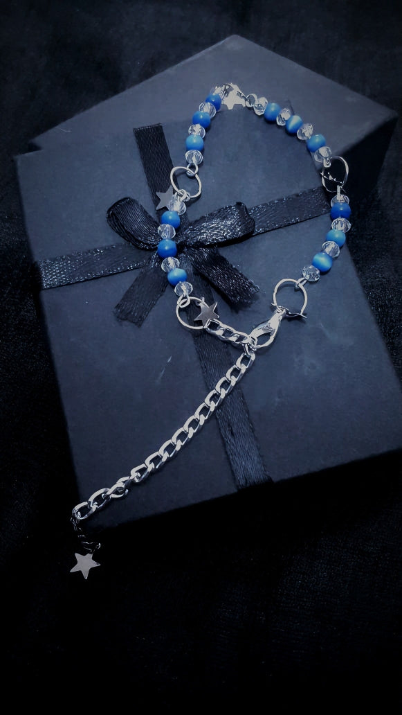 BRUNQSL -01- Star Charm Bracelet in Blue Stone