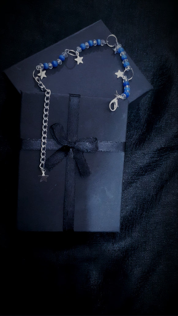 BRUNQSL -01- Star Charm Bracelet in Blue Stone