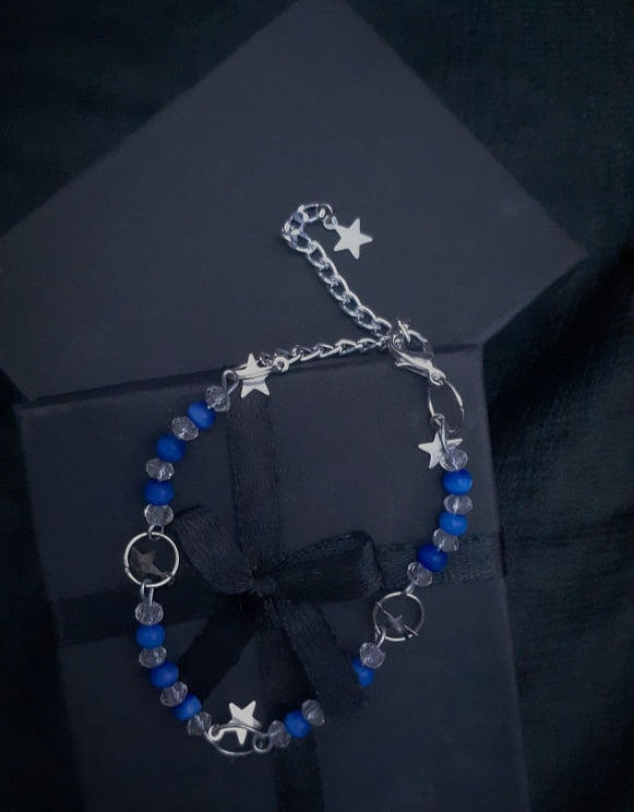 BRUNQSL -01- Star Charm Bracelet in Blue Stone