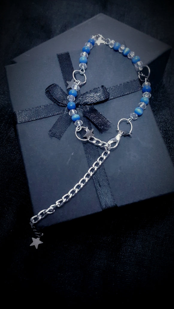 BRUNQSL -01- Star Charm Bracelet in Blue Stone