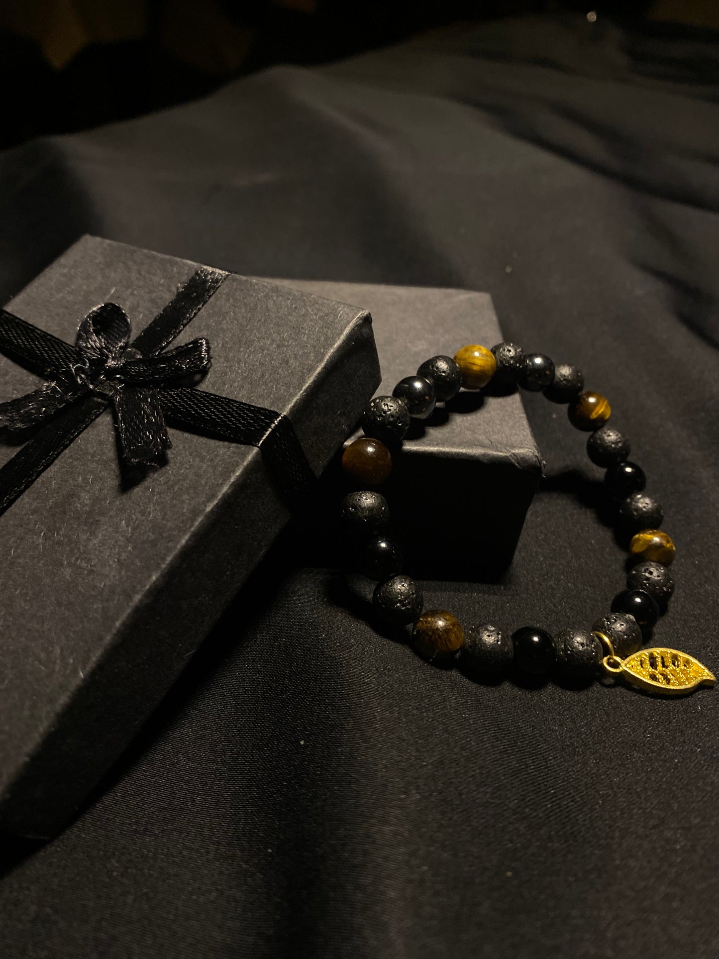 MBRNST- 01- Natural stones Tigereye Agate Hematite Black Obsidian and Lava Bracelet for Men