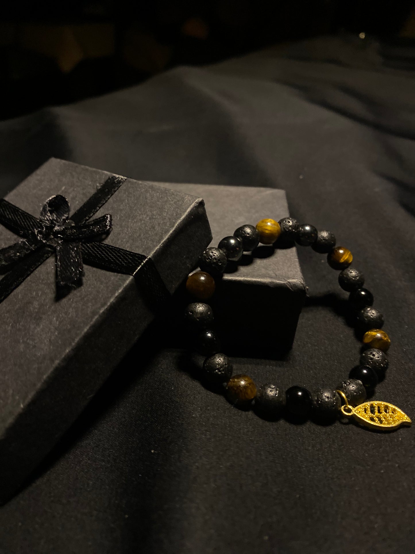 MBRNST- 01- Natural stones Tigereye Agate Hematite Black Obsidian and Lava Bracelet for Men