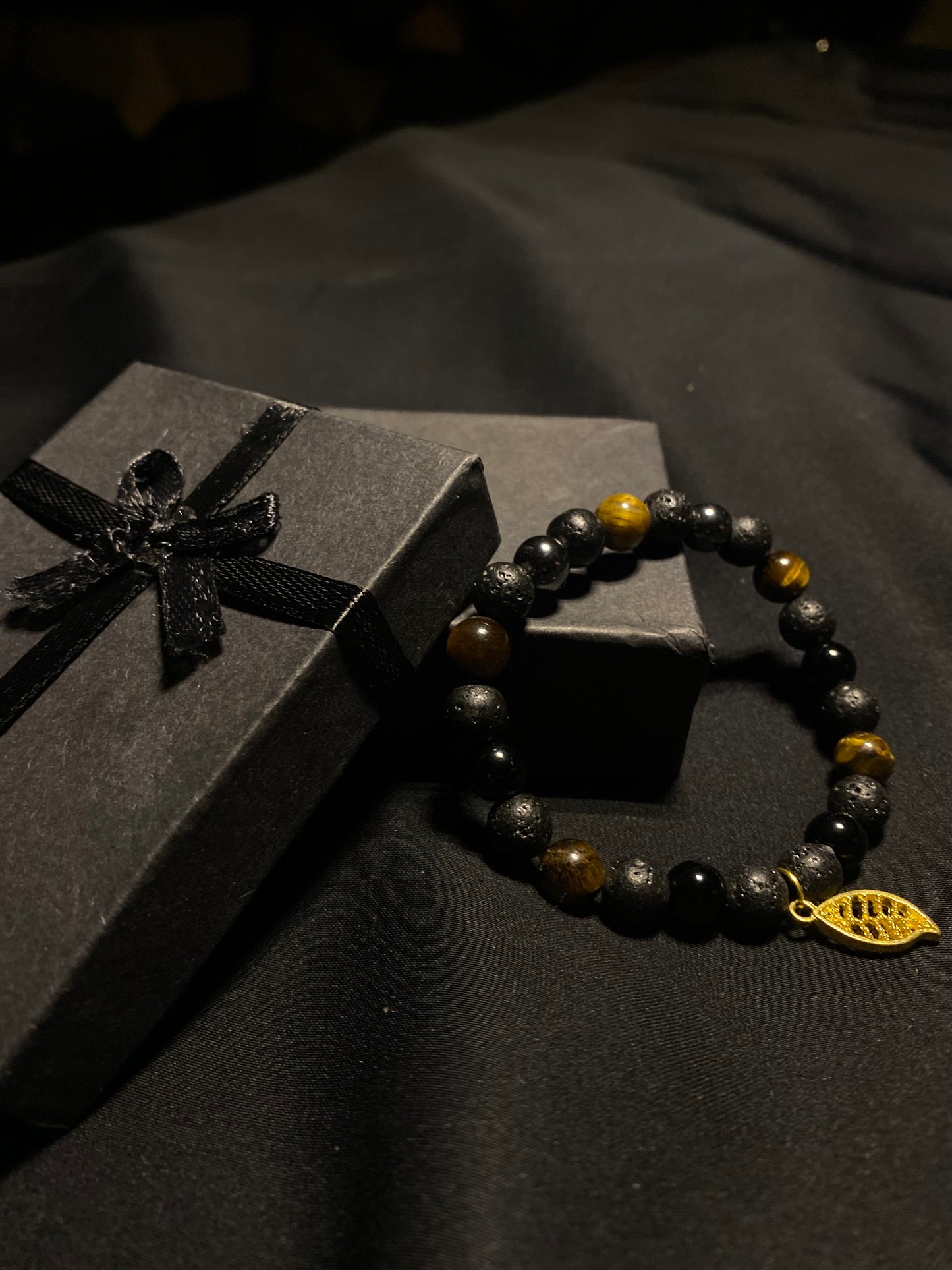 MBRNST- 01- Natural stones Tigereye Agate Hematite Black Obsidian and Lava Bracelet for Men