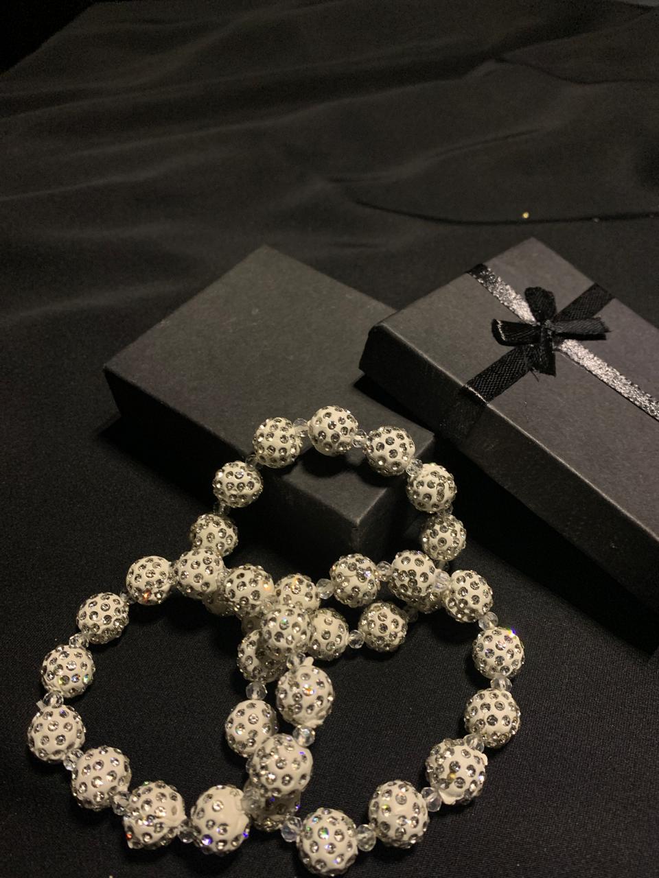 Sparkling Beads White Bracelet