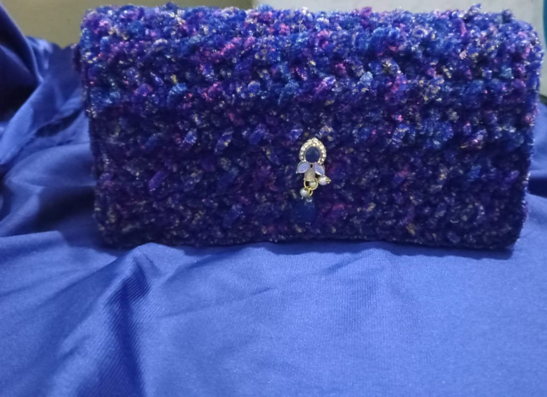 Crocheted Clutch - Blue Multicolor