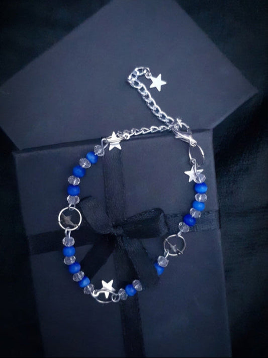 BRUNQSL -01- Star Charm Bracelet in Blue Stone