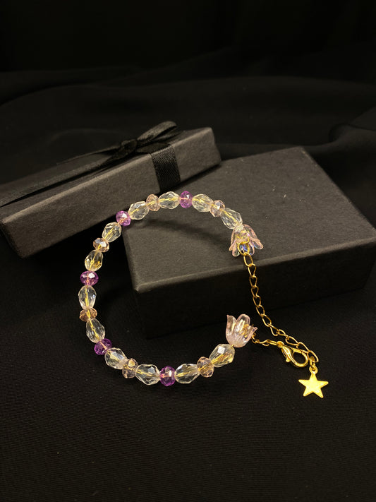 BLBCNFL- 00- Lotus flower Beacon beads Open Bangle