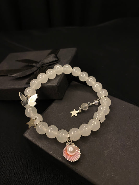BRMST-02- Moonstone Bracelet with Hanging Charm