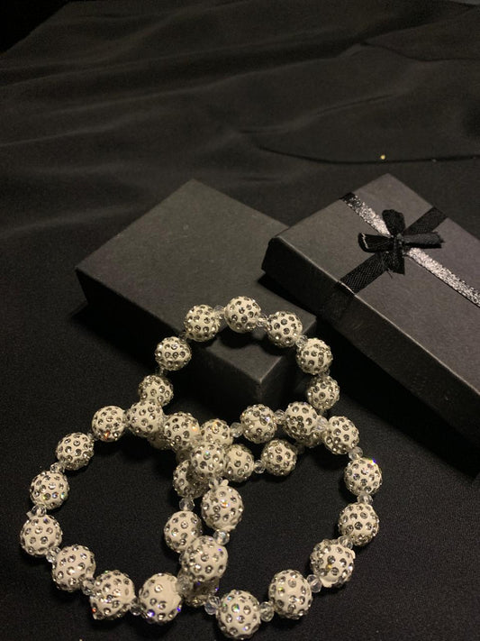Sparkling Beads White Bracelet