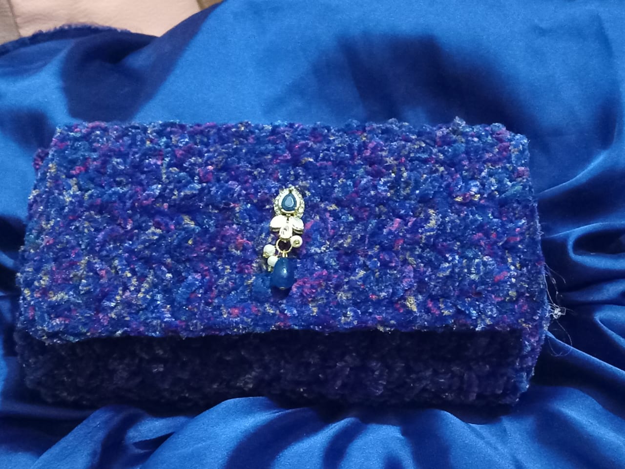 Crocheted Clutch - Blue Multicolor